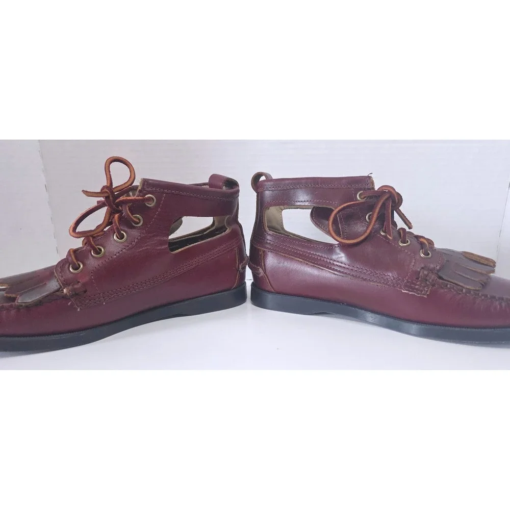 Sebago/Ronnie Fieg Angelique Burgundy Leather Ankle‎ Boots Kiltie Cutout NWOT 7M
